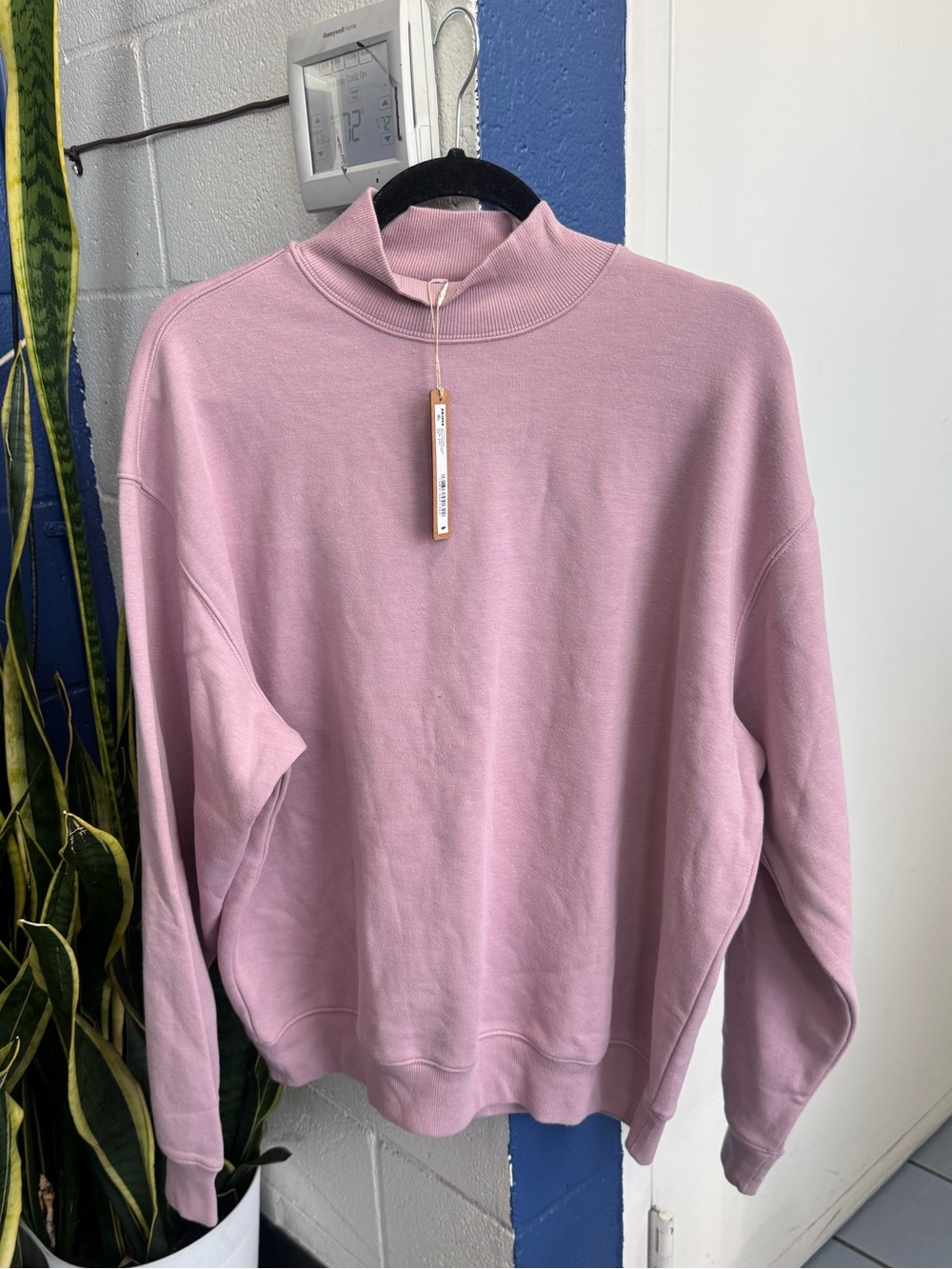 SKIMS COTTON FLEECE MOCK NECK PULLOVER-dusk